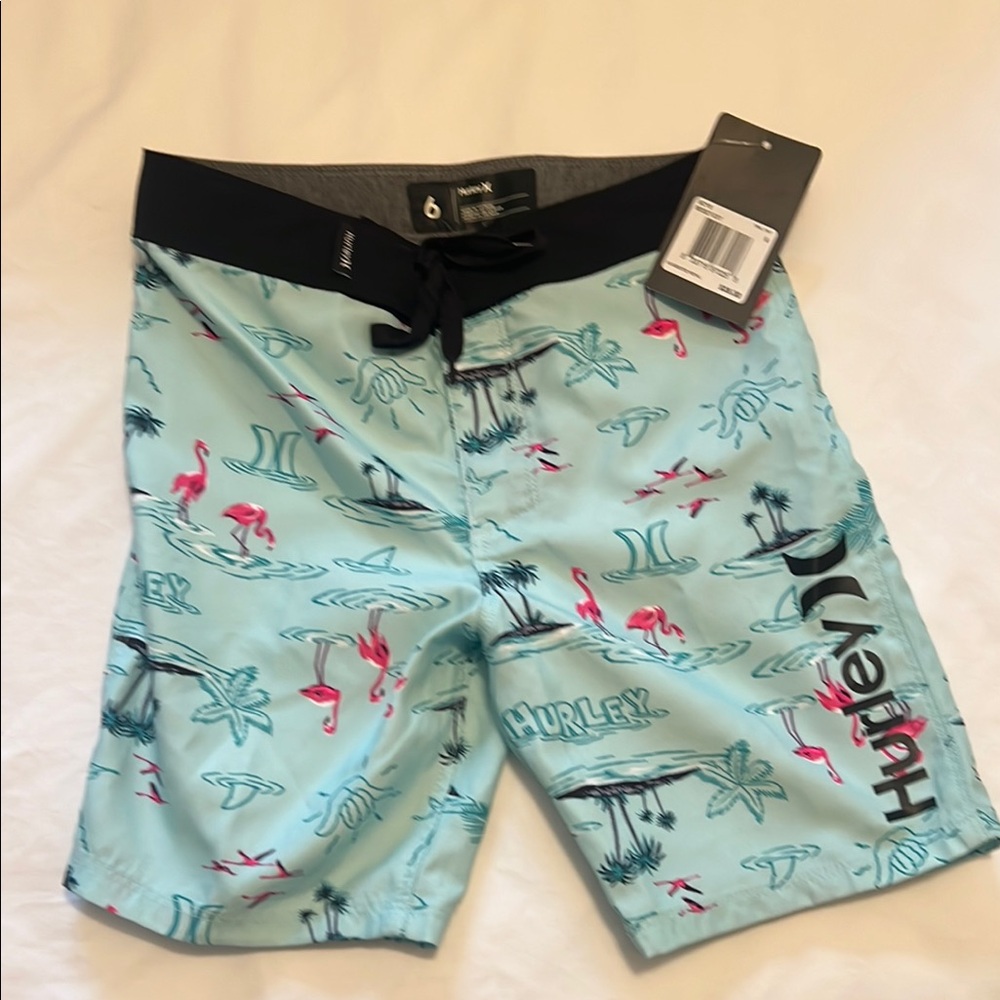 Hurley Kids Swim Trunks - Aqua and Black
